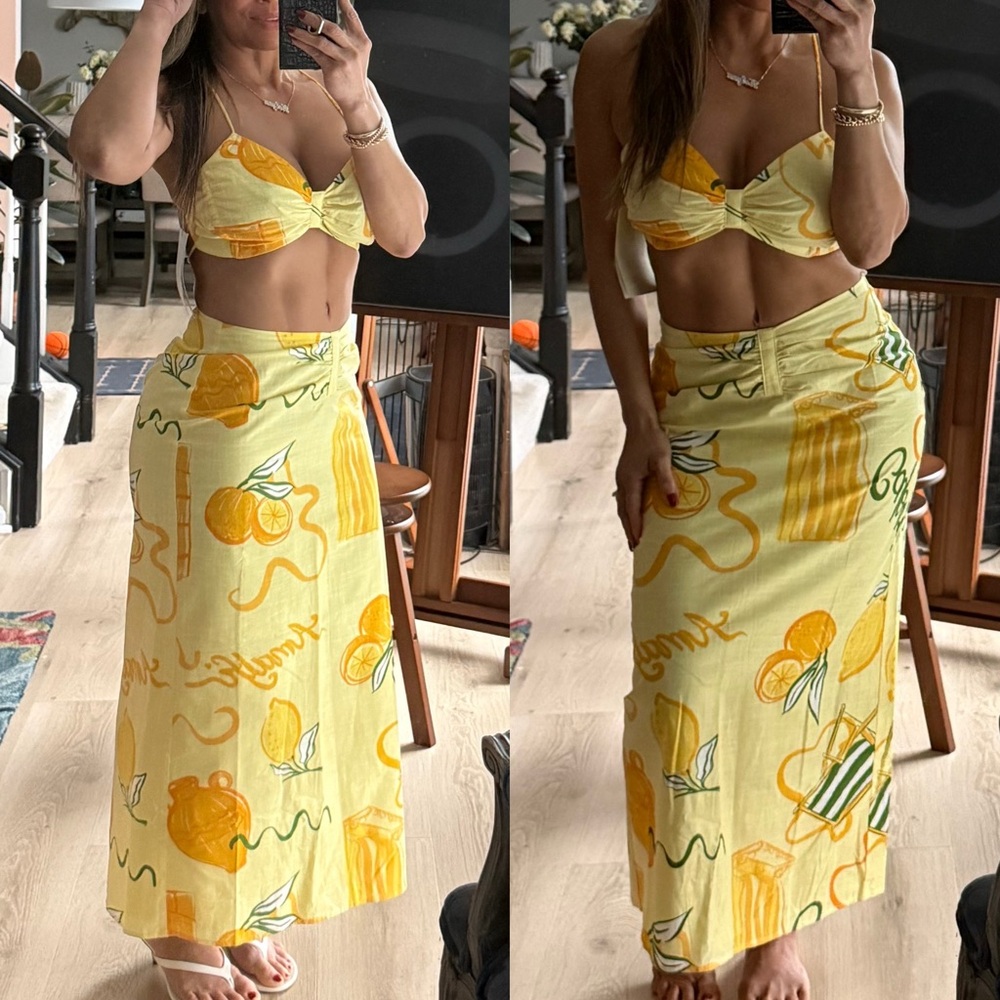 SABO MAXI SKIRT AND MATCHING TOP AMALFI COAST CITRUS LIME PRINT SMALL - Picture 3 of 9